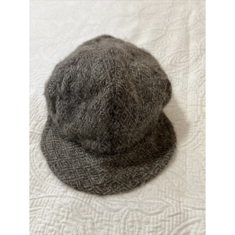 Jenny Duarte Gray Alpaca Wool Viser Hat Hand Knitted Sz S Lined